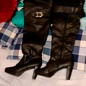 Women black boots .